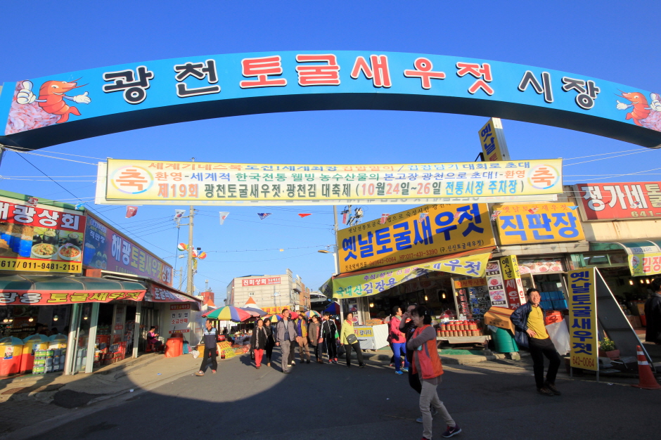 2014년 제19회광천토굴새우젓광천김대축제 때 광천전통시장 입구에 세워진 기념축하 홍보 아치.